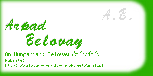 arpad belovay business card